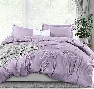 Utopia Bedding Duvet Cover King Size - 3 Piece with Zipper Closure - 1 Comforter Cover 104X90 Inches & 2 Pillow Shams 20X36 Inches (Lavender) Comforter Not Included