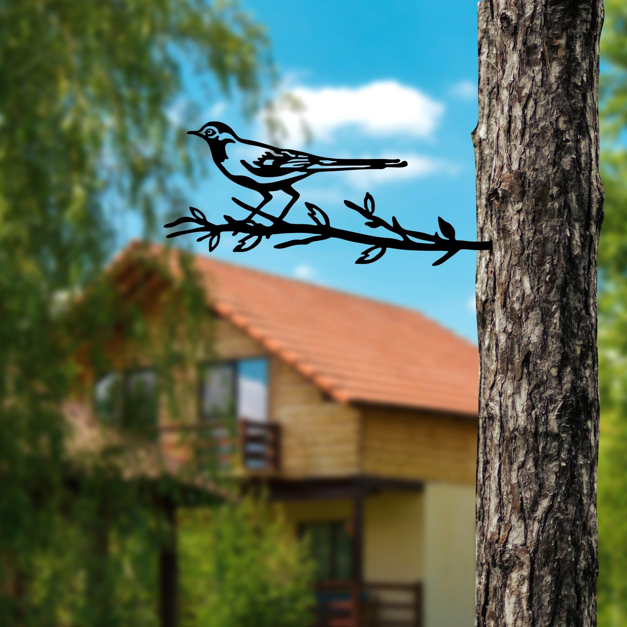 Deconation - Decoración de jardín para pájaros (50 x 20 cm), color negro