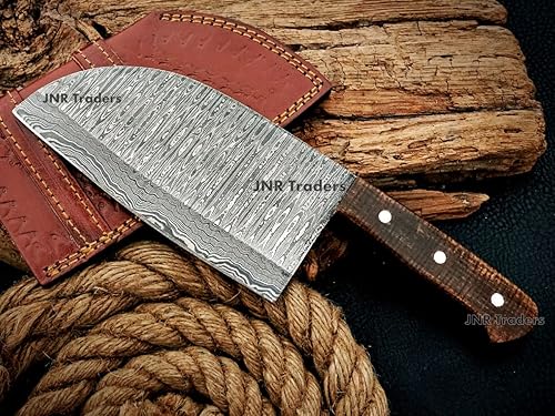 Miniatura 2 de JNR Traders Cuchillo de carnicero de Damasco, cuchillo de chef serbio, hecho a mano, 352 capas, cuchillo de carnicero con funda 0224