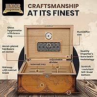 Vista 4 de Humidor Supreme Old World Humidor de Puros de Escritorio - Almacenamiento de Puros de Escritorio con Bandeja de Cedro Español y Divisores Caja