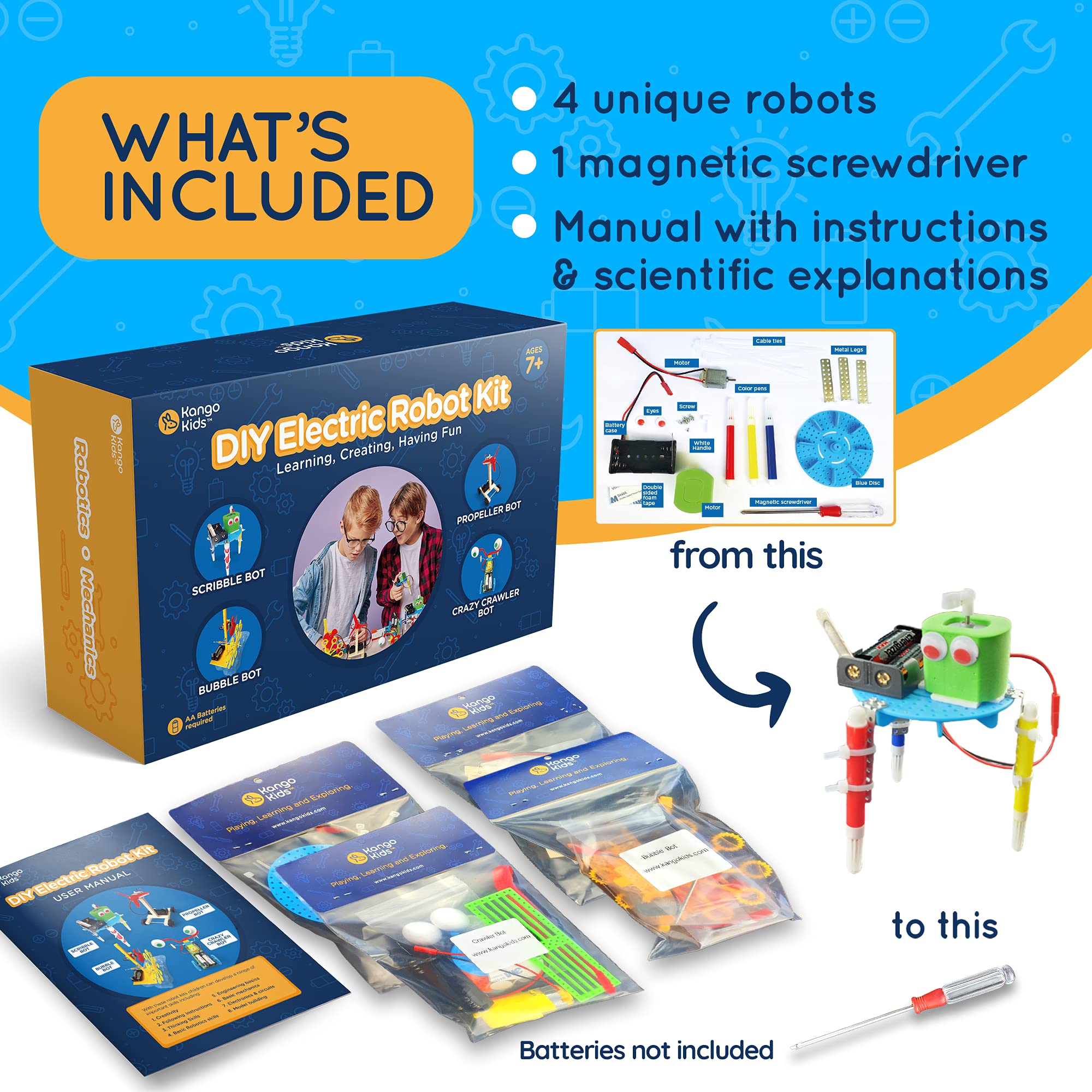 KangoKids Robot Kit - Learn Engineering with a DIY Robotics Kit with 4 ...