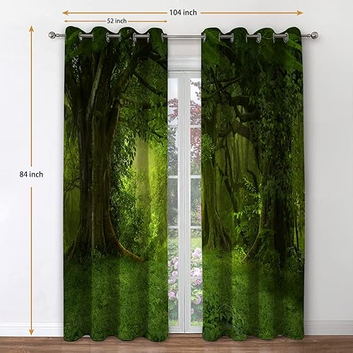 Miniatura 2 de Jekeno Cortinas opacas de bosque tropical, árboles verdes selva, follaje en el bosque, Himalaya, paisaje, decoración de la naturaleza para