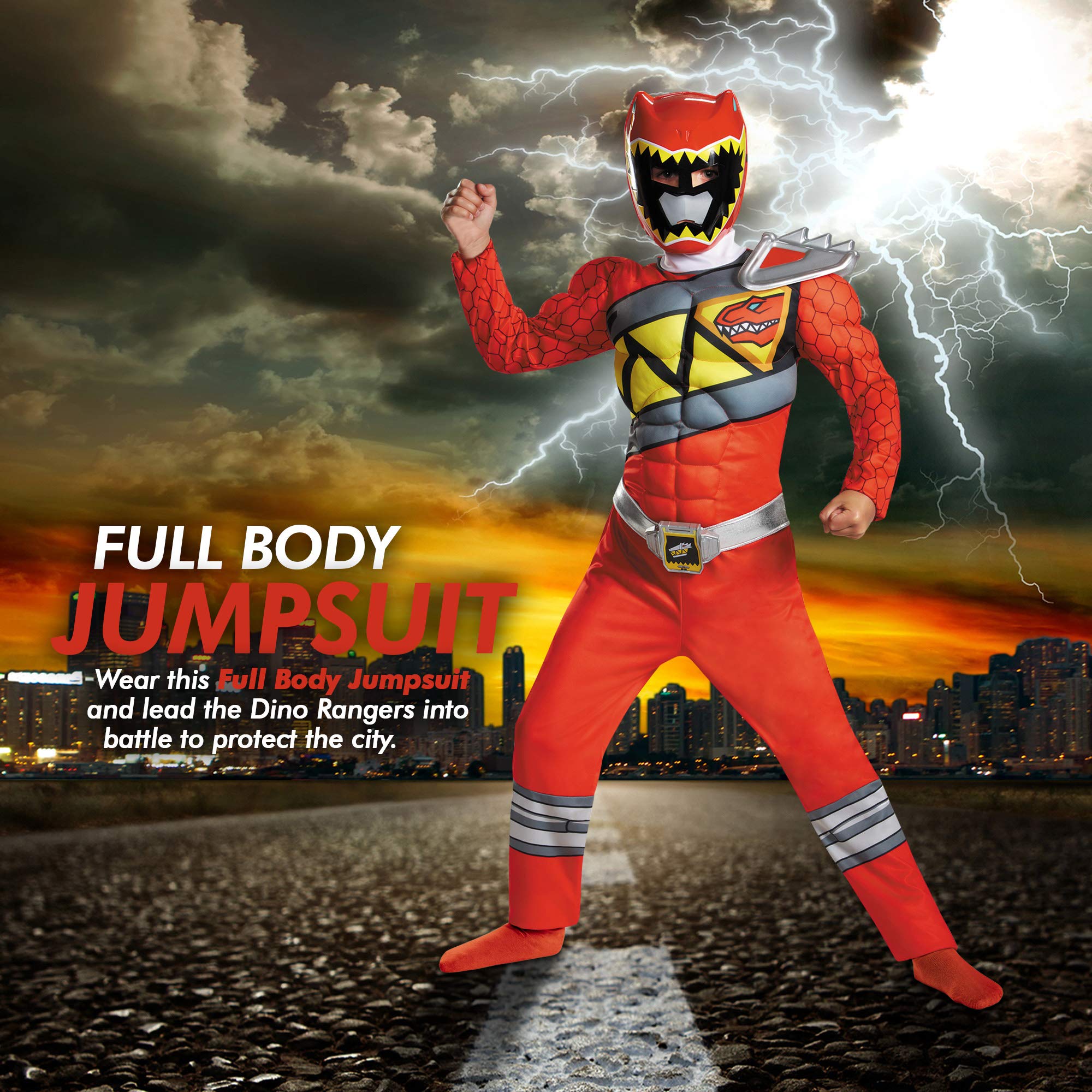 'Disguise Boys Red Ranger Dino Charge' klasyczne muskulatury kostium na bal przebiera c w ma y