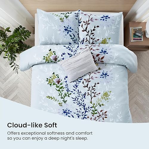 Miniatura 3 de Juego de edredón tamaño King - Juego de edredón de 4 piezas 100% algodón tamaño King, juego de edredón floral bohemio, juegos de cama tamaño King,
