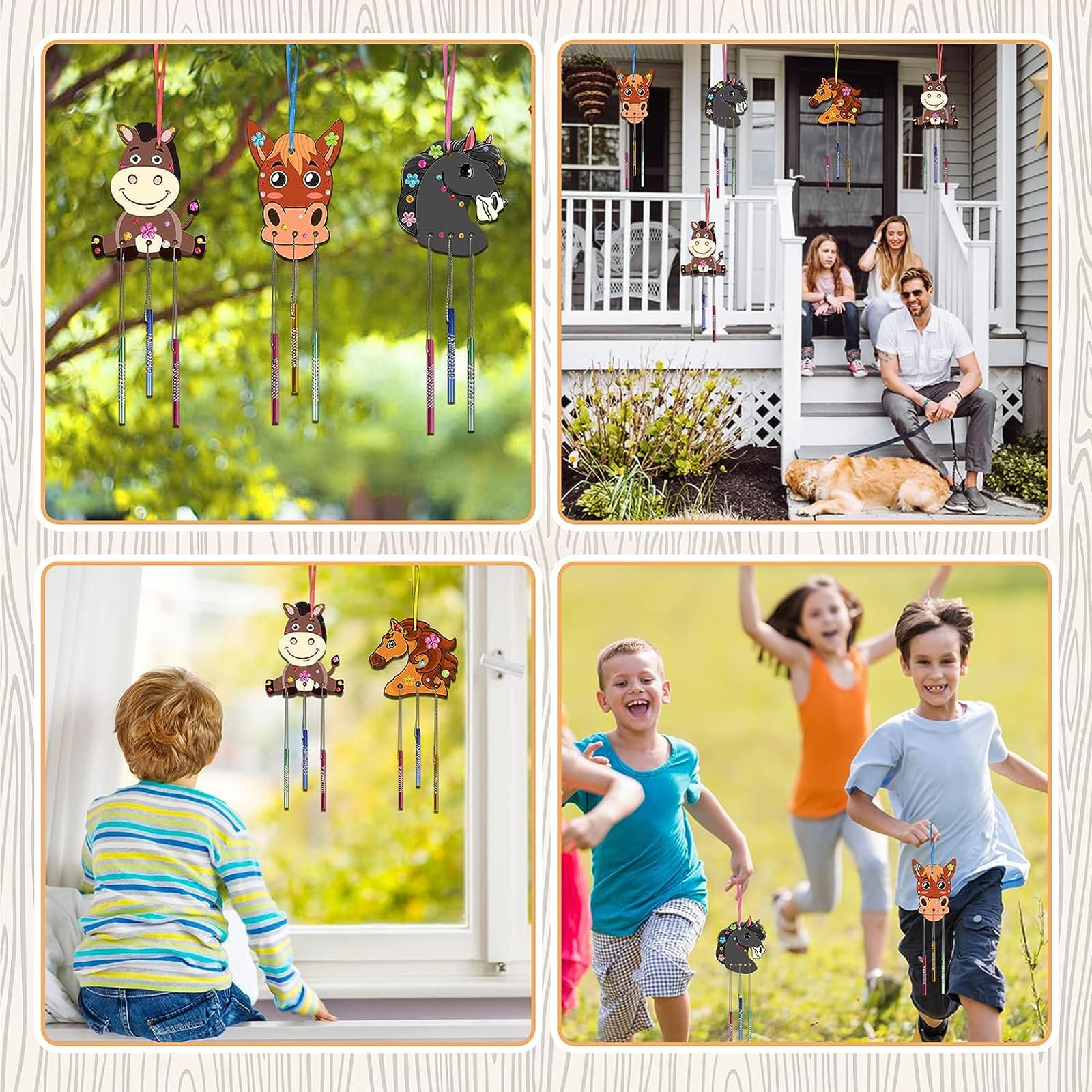 Kit 24 Fers à Cheval En Bois – Carillons à Vent DIY – Loisirs Créatifs Enfants – Décoration Fête Anniversaire Noël