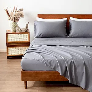 SLEEP ZONE Full Size Bed Sheets, 4 Piece Hotel Luxury Embossed Bedding Sheets with Fitted Sheet, Flat Sheet & 2 Pillowcases - Deep Pocket (Honeycomb Gray)