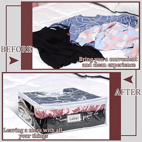 Miniatura 6 de Hoolerry 6 bolsas de almacenamiento para suéteres, bolsas de plástico transparente de PVC para almacenamiento de ropa, con cremallera y etiqueta