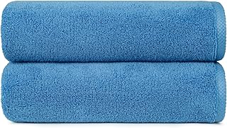 Amazon Basics 2 Piece Quick-Dry Oversize Bath Towel, 100% Cotton, Lake B...