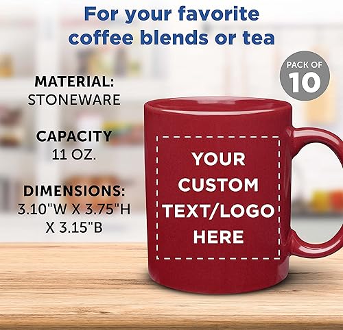 Miniatura 4 de Tazas de café de cerámica personalizadas de 11 onzas, juego de 10, paquete personalizado a granel, juego de tazas de café, taza de café helado, taza