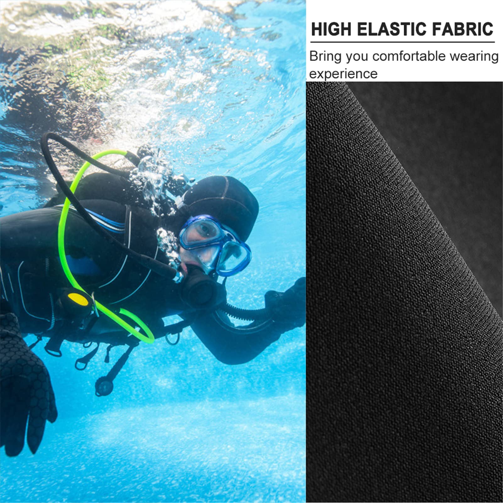 Hombres Trajes De 1.5mm Neopreno Top, con Cremallera Frontal, Manga Larga,Traje De Buceo De Manga Larga Traje De Buceo para Natación, Esnórquel