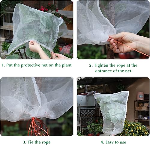 Miniatura 9 de Kikhope 50 bolsas de protección de frutas, 10 x 6 pulgadas con cordón, barrera de jardín para proteger frutas