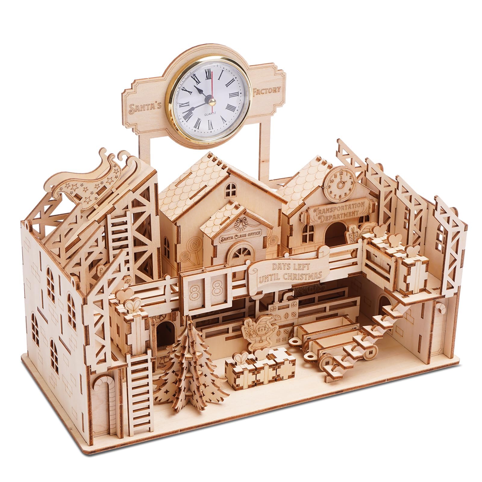 Hallisun 3D Wooden Puzzles Kit, Santa's Factory Wooden Model Building Set, Self Assembly Mechanical Construction Craft Set for 14+ Teens Adults, as Birthday Gift or Decorative Collection, 225 PCS — image 1