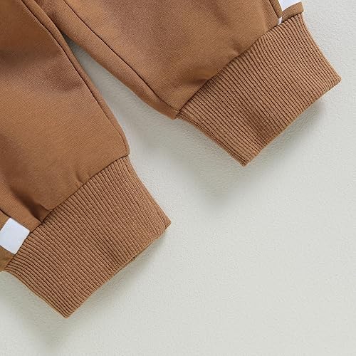 Vista 7 de BeQeuewll - Ropa de otoño-invierno para bebé y niño pequeño, 2 piezas sudadera de cuello redondo con bloques de color y pantalones de sudadera, ropa