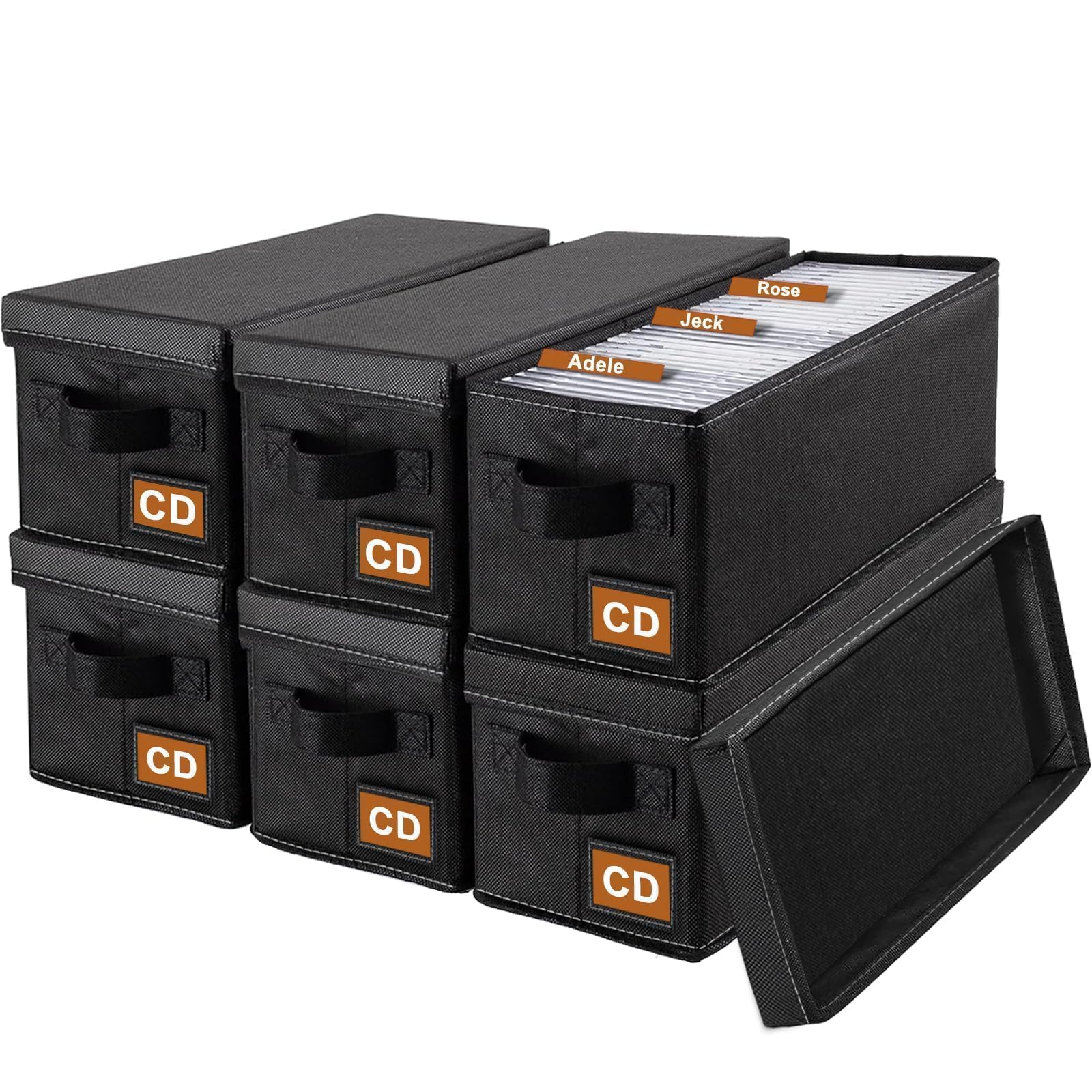 6 PCS CD Storage Box Case Organizer Desktop Closet 14.2x6.3x5.5