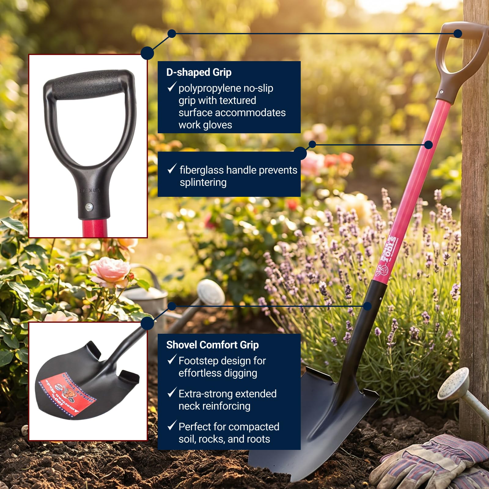 Amazon.com : Bully Tools 14-Gauge Round Point Spade Shovel with D