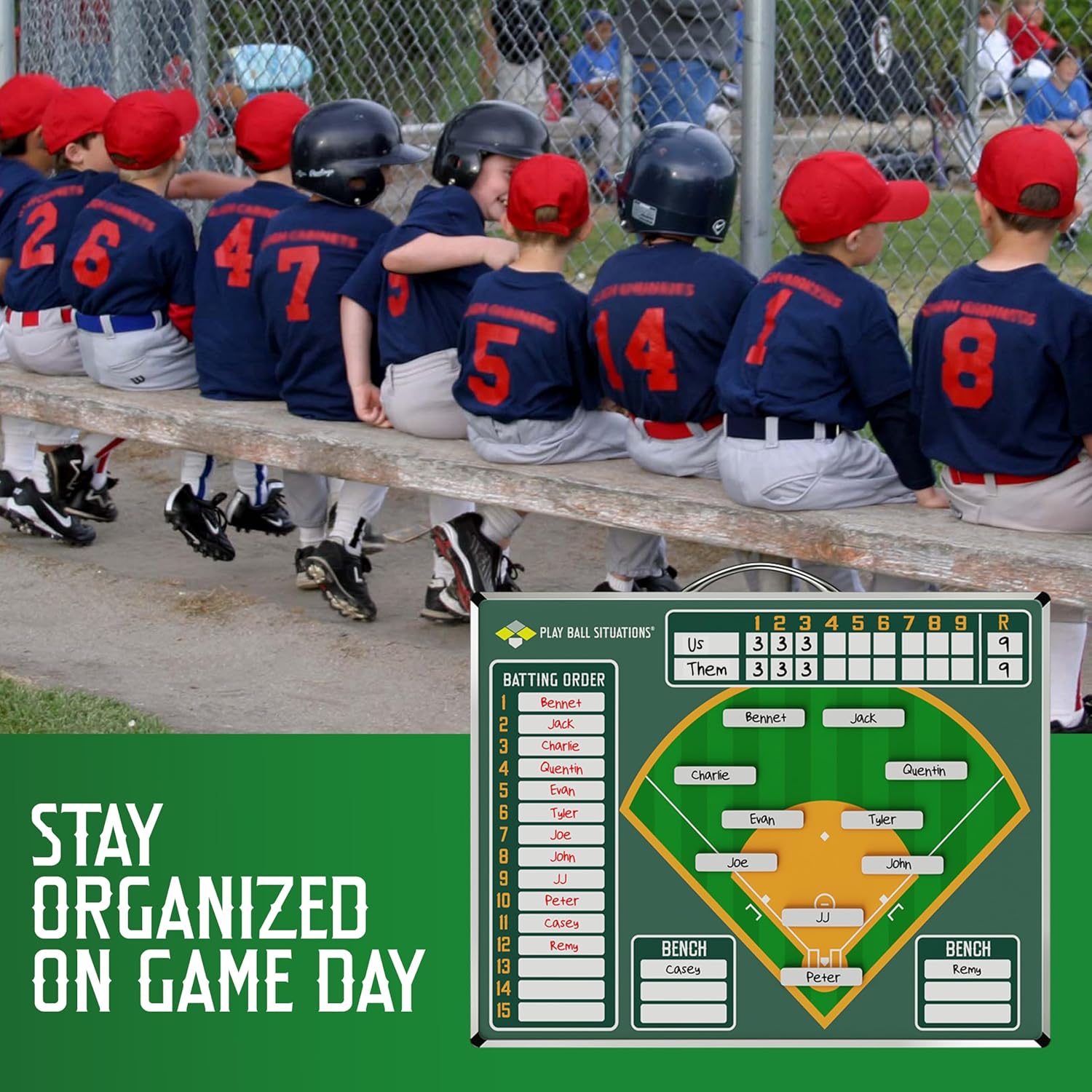 Magnetic Baseball Lineup Board for Dugout - Won’t Warp or Crack, Magnets Always Hold - Dry Erase Softball Lineup Board - Durable 2-Sided Baseball Clipboard for Coaches