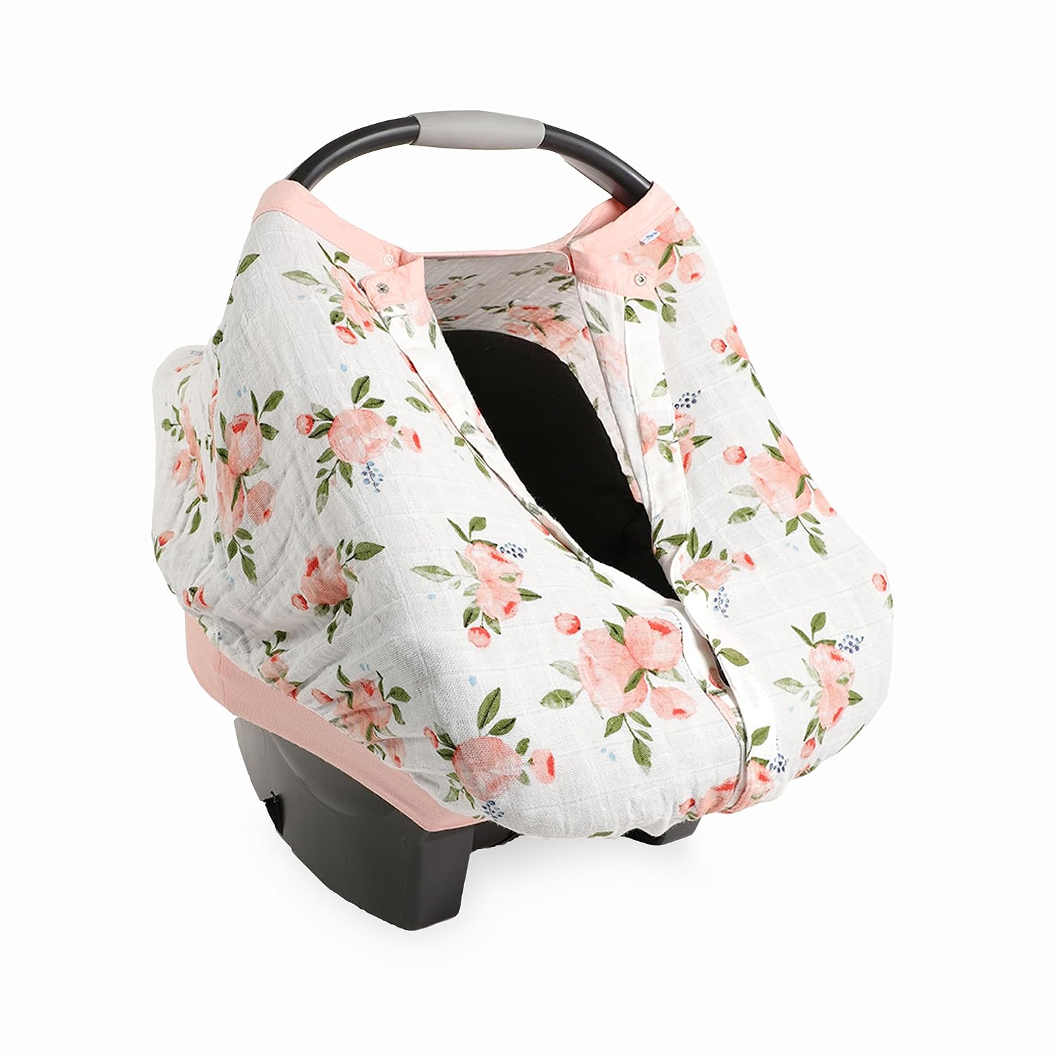 Little Unicorn Baby Car Seat Canopy | Soft & Breathable Muslin Fabric | Magnetic Closure Cover & Universal Fit | for Protection & Privacy | Nursing Cover (Watercolor Roses)