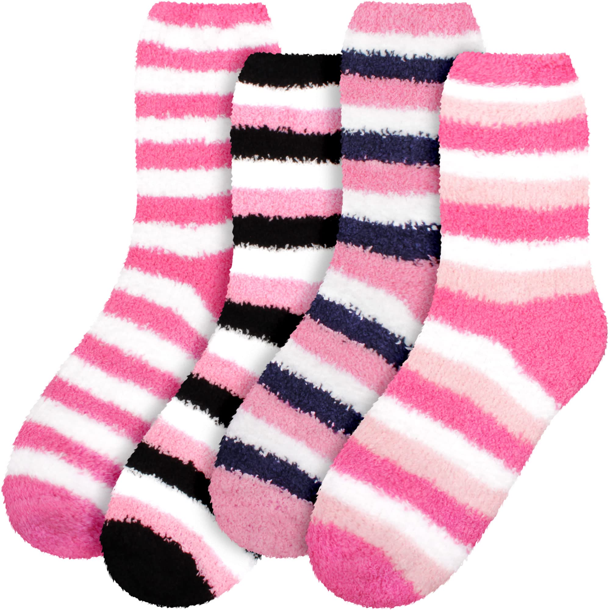 BambooMNWomen's Super Soft Warm Microfiber Fuzzy Cozy Home Stripe Socks - Assortments