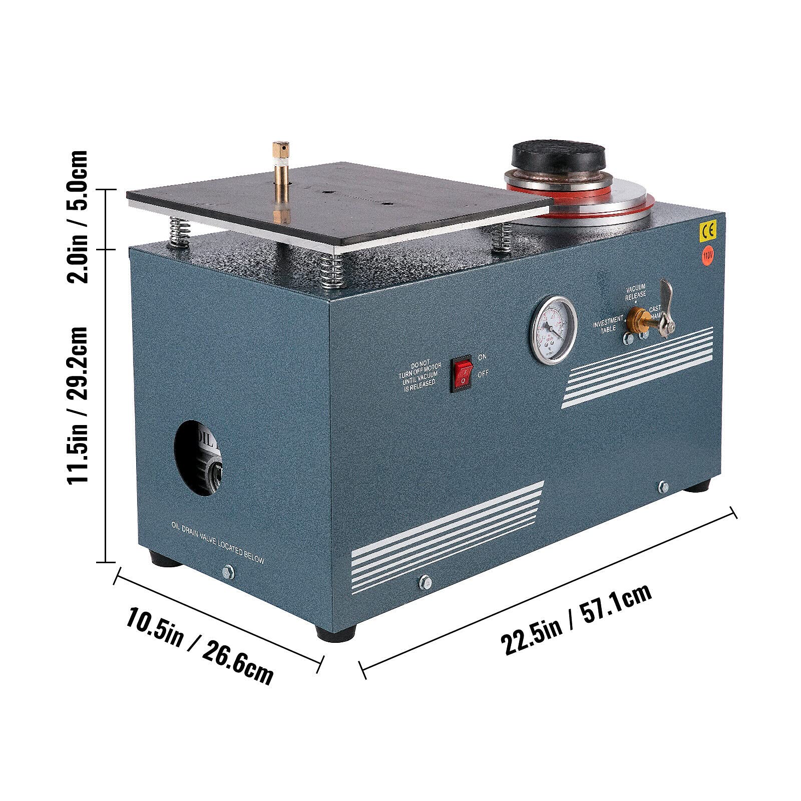 VEVOR Vacuum Investing Casting Machine 1/2 HP, 3 CFM Lost Wax Cast