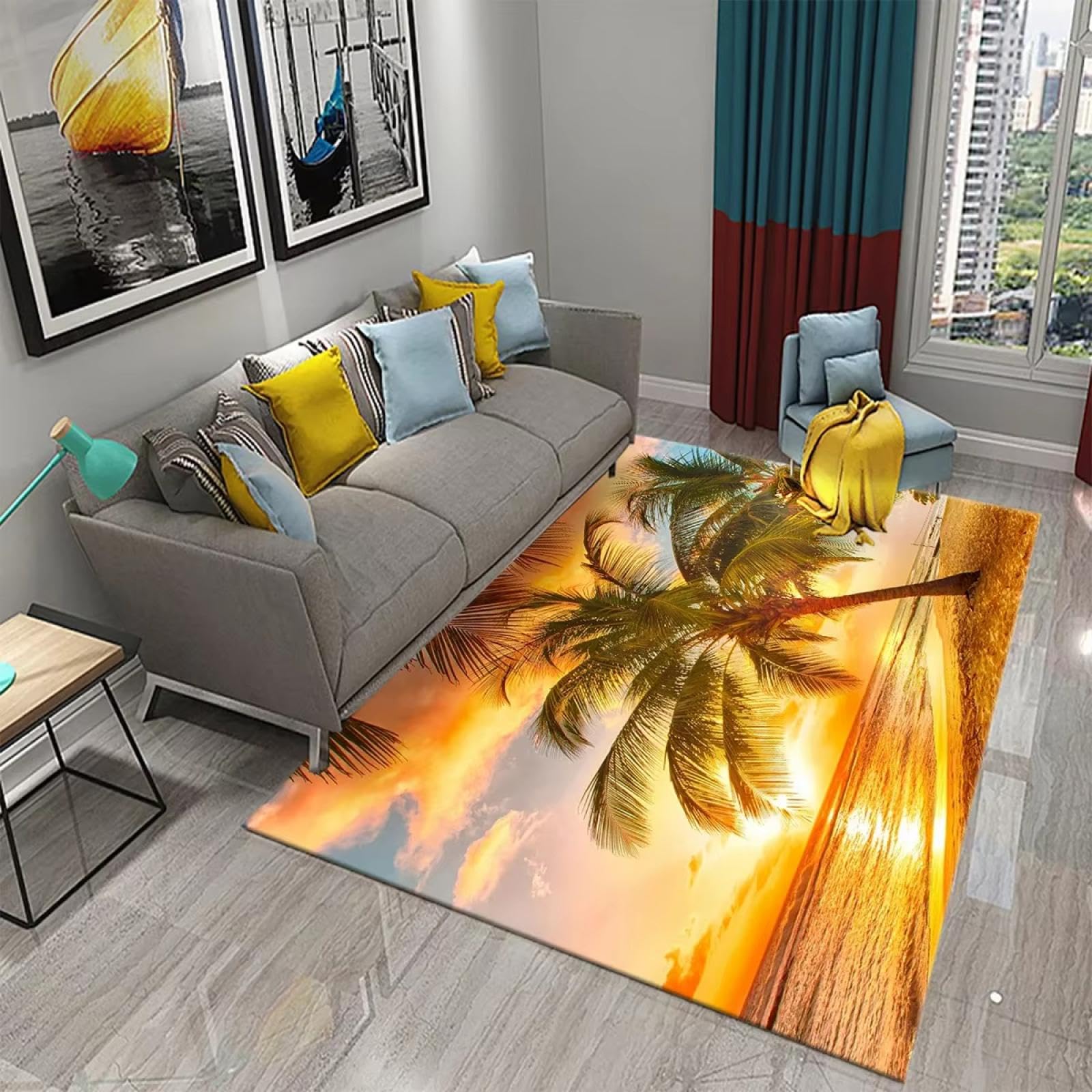 Tapis de cocotier forêt de plage 100x120cm antidérapant pour couloir et maison
