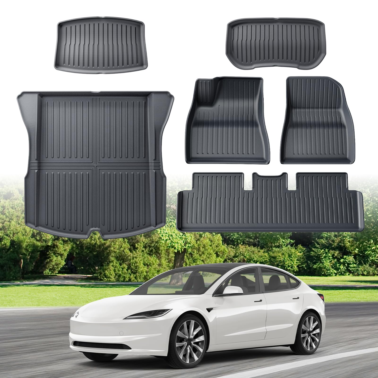 Tapis de voiture TPE pour Tesla Model 3 2024-2025 kit de coffre