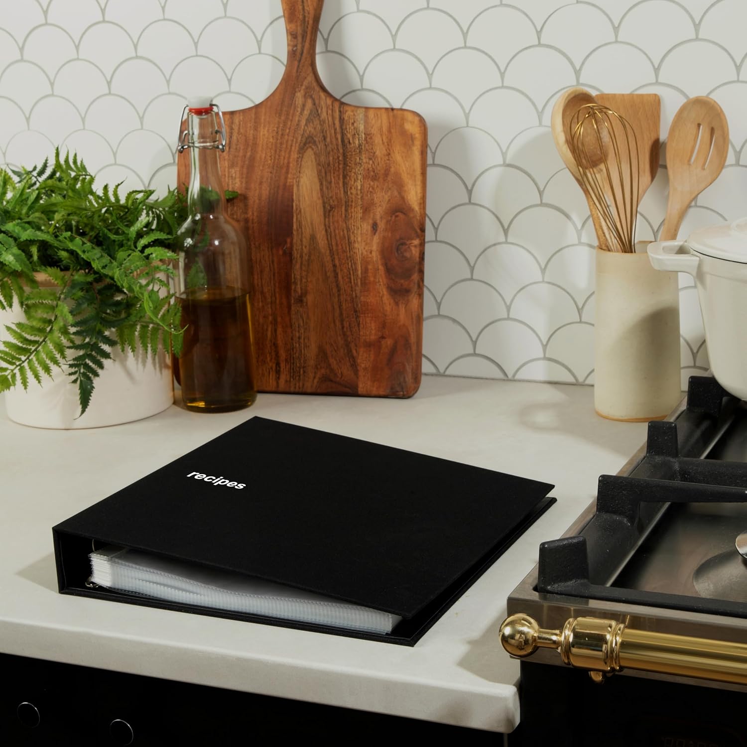 Slowtempo Recipe Binder 8.5x11 – Minimalist Linen Cookbook Organizer with 50 Sheet Protectors, Refillable 3 Ring Recipe Book for Modern Kitchens