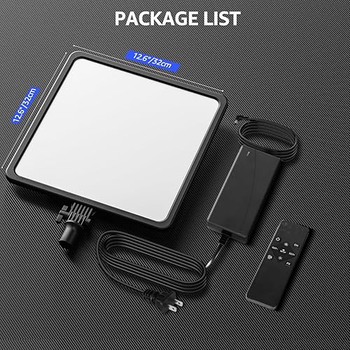 Miniatura 8 de NiceVeedi - Panel de luz de fotografía de 17 pulgadas, 48 W, 2700-8500 K, luz de video LED bicolor con control remoto, iluminación de estudio