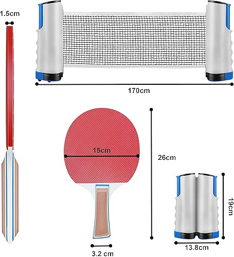 Miniatura 7 de Juego de tenis de mesa, juego deportivo familiar en interiores y exteriores, poste de red retráctil fácil de instalar, divertidos accesorios de