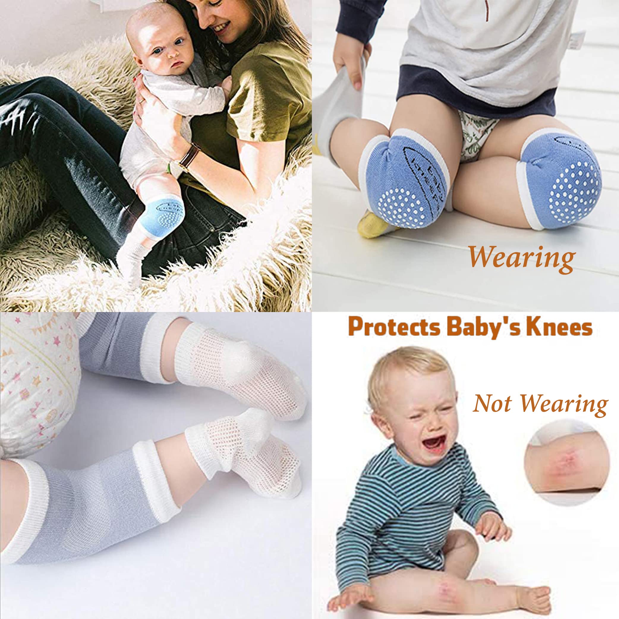 MOM CARE Baby Knee & Elbow Guard Pad For Crawling, Toddlers, Infant, Girl, Boys, Safety Protector Comfortable Cap for Leg and Hand Ideal for 6-12 Months Babies.(Set of 2 Pair)(Random colors) - Image 3 thumbnail