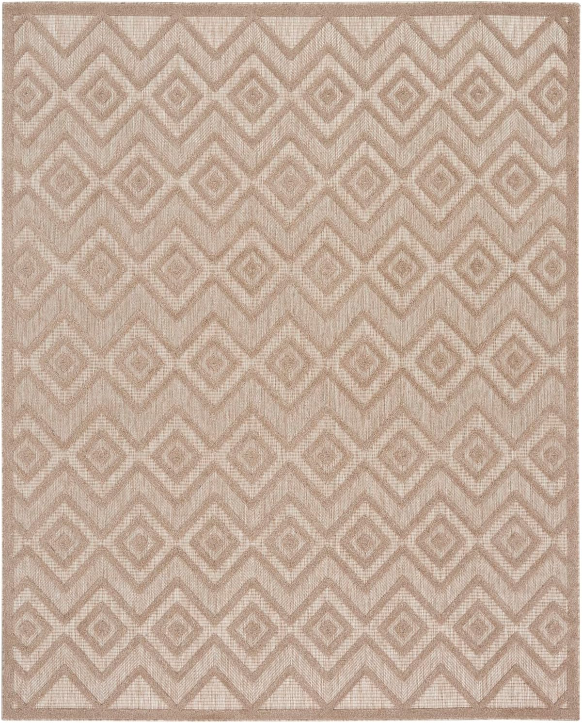 Natural Beige Diamond Flatweave 8' x 10' Indoor Outdoor Rug