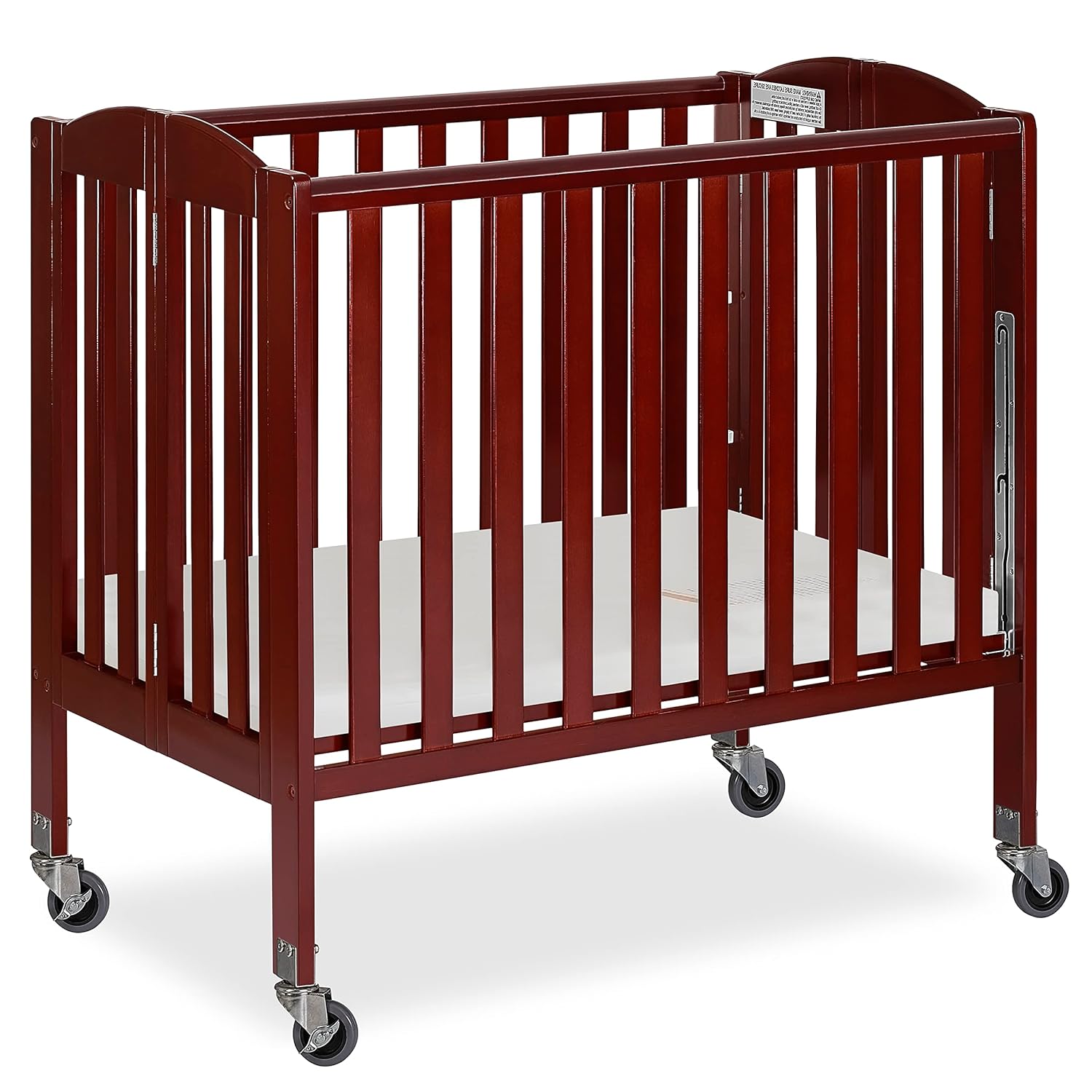 Dream On Me 3 in 1 Portable Folding Stationary Side Crib in Cherry, Greenguard Gold