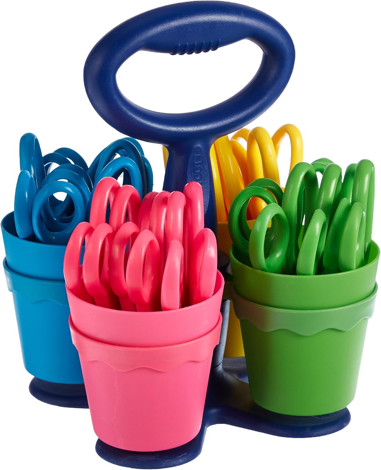 Westcott School Scissor Caddy and 5-Inch Blunt Safety Scissors for Kids, Assorted, 24 Pack (14756)