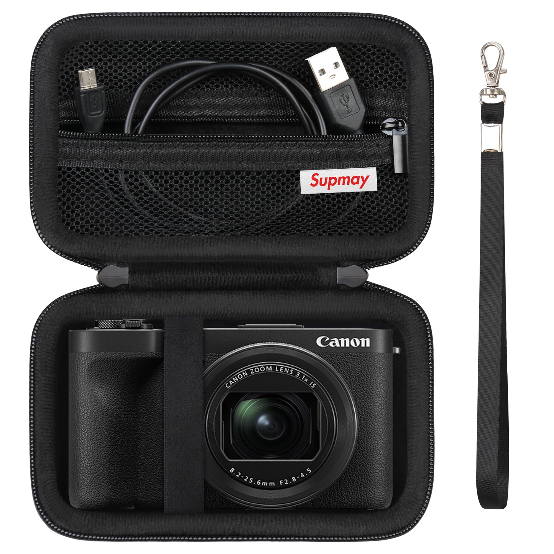 Supmay Hard Carrying Case for Canon PowerShot V1 Digital Camera, Storage Holder Travel Bag with Zipper Mesh Pocket for Battery Pack, Charging Cable,