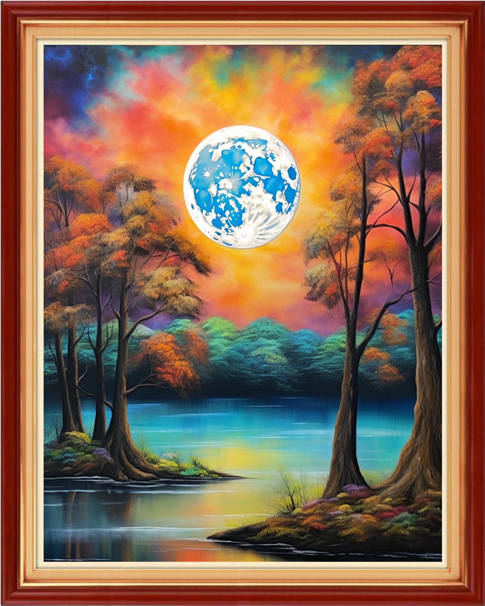 Dooxvey Cross Stitch Kits for Adults Stamped Full Range of Embroidery Starter Kits for Beginners 11CT Printed Cross Stitch Patterns Needlepoint Kits Stamped Crossstitch-Night Moon 16x20 inch