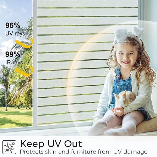 Miniatura 3 de Coavas - Película de privacidad de vidrio esmerilado para ventana, bloqueo solar y UV, adherencia estática, no adhesiva, control de calor,