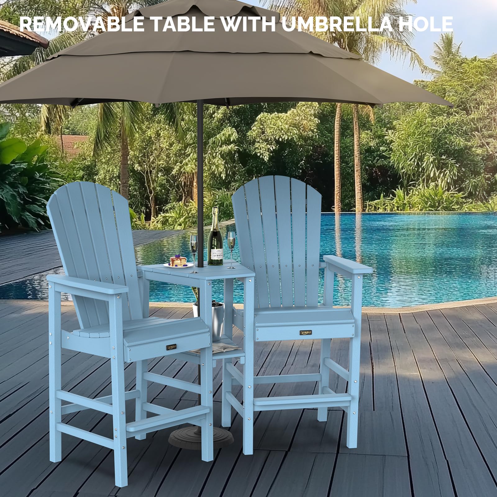 Amazon.com: Bonnlo Tall Adirondack Chairs Set of 2, HDPE Balcony