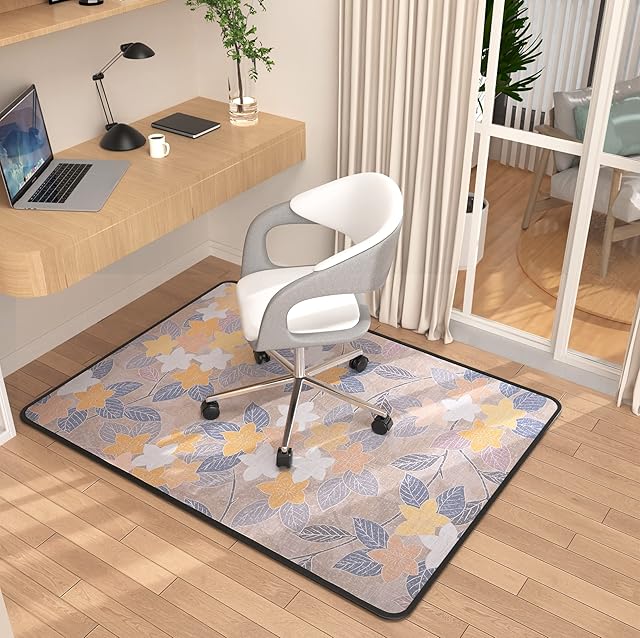 Heavy Duty Office Chair Mat for Carpet and Hardwood Floor 120 x 90 cm Floor Protector Mat for Home and Office Multi-Purpose Desk Chair Mat Anti-skidding Flower Pattern