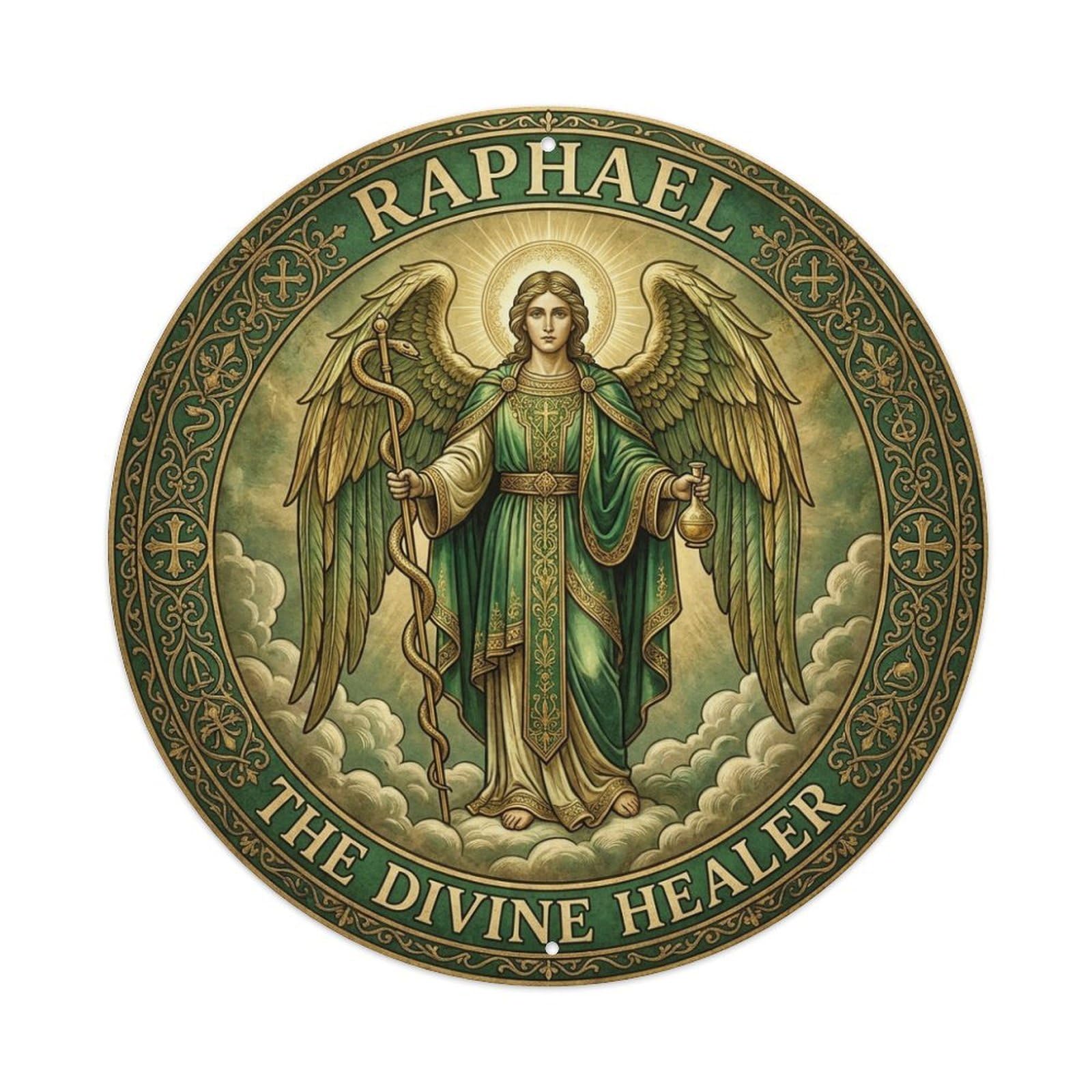 Restoration Archangel Raphael The Divine Healer Metal Tin Sign
