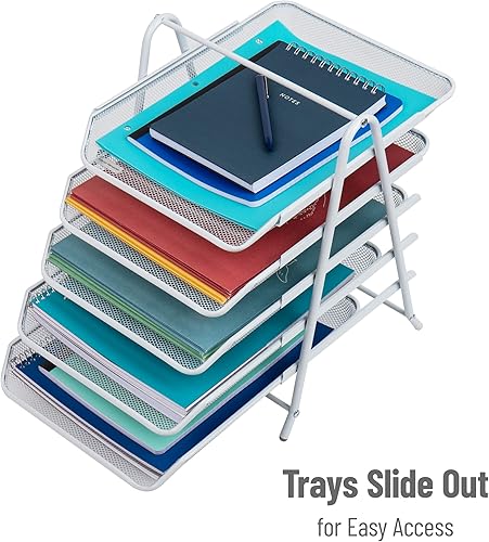 Miniatura 4 de Mind Reader MESHMON3P-BLK  Organizador con cajón y base para monitor, de rejilla de metal, y organizador de 3 niveles para escritorio de rejilla de