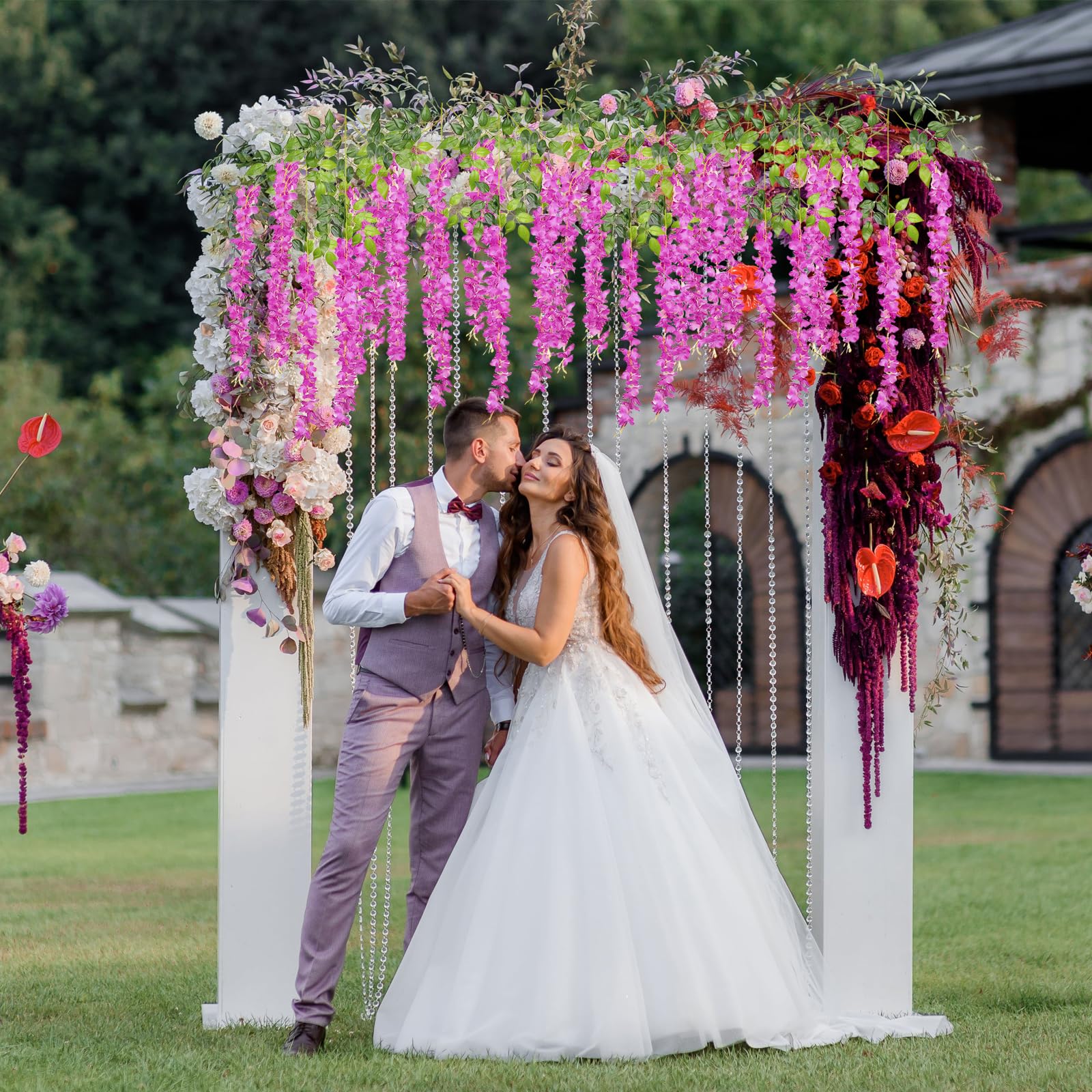 Amazon｜Namzi パープルレッド藤ハンギングフラワー、12パックピンク