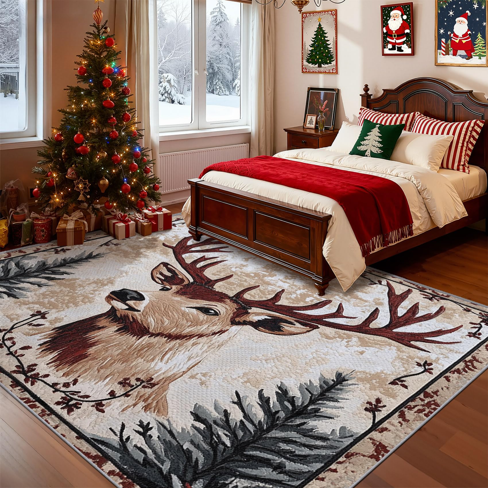 Mistela Hirsch Teppich 80x150 cm Landhaus Deko