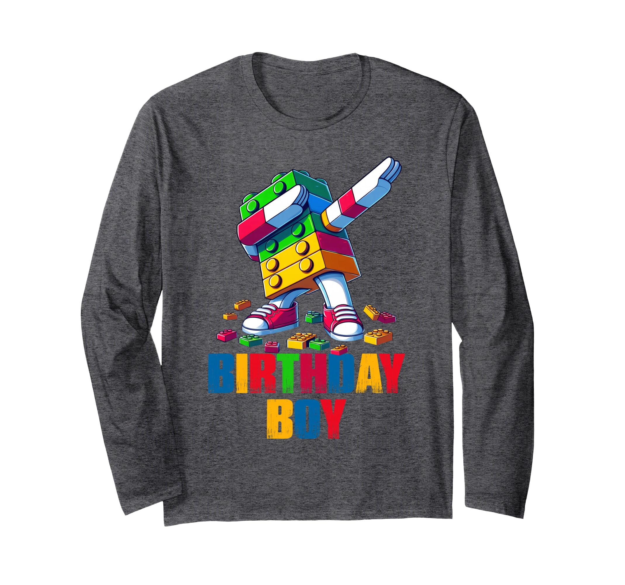 Birthday Boy Dabbing Master Builder Blocks Bricks B Day Long Sleeve T-Shirt
