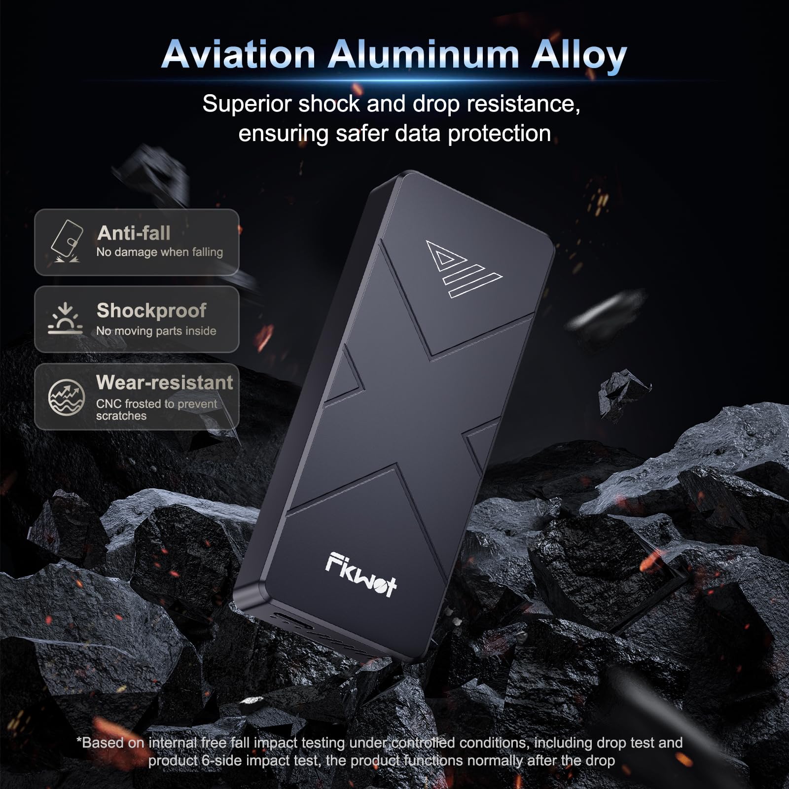 Fikwot FP110 2TB esterno SSD,fino a 3700 MB/s, Raffreddato a ventola, protocollo di trasferimento USB4, compatibile con Smart TV, PS5/PS4(Pro), iPhone 15/16, Xbox, Mac e Windows e altri dispositivi