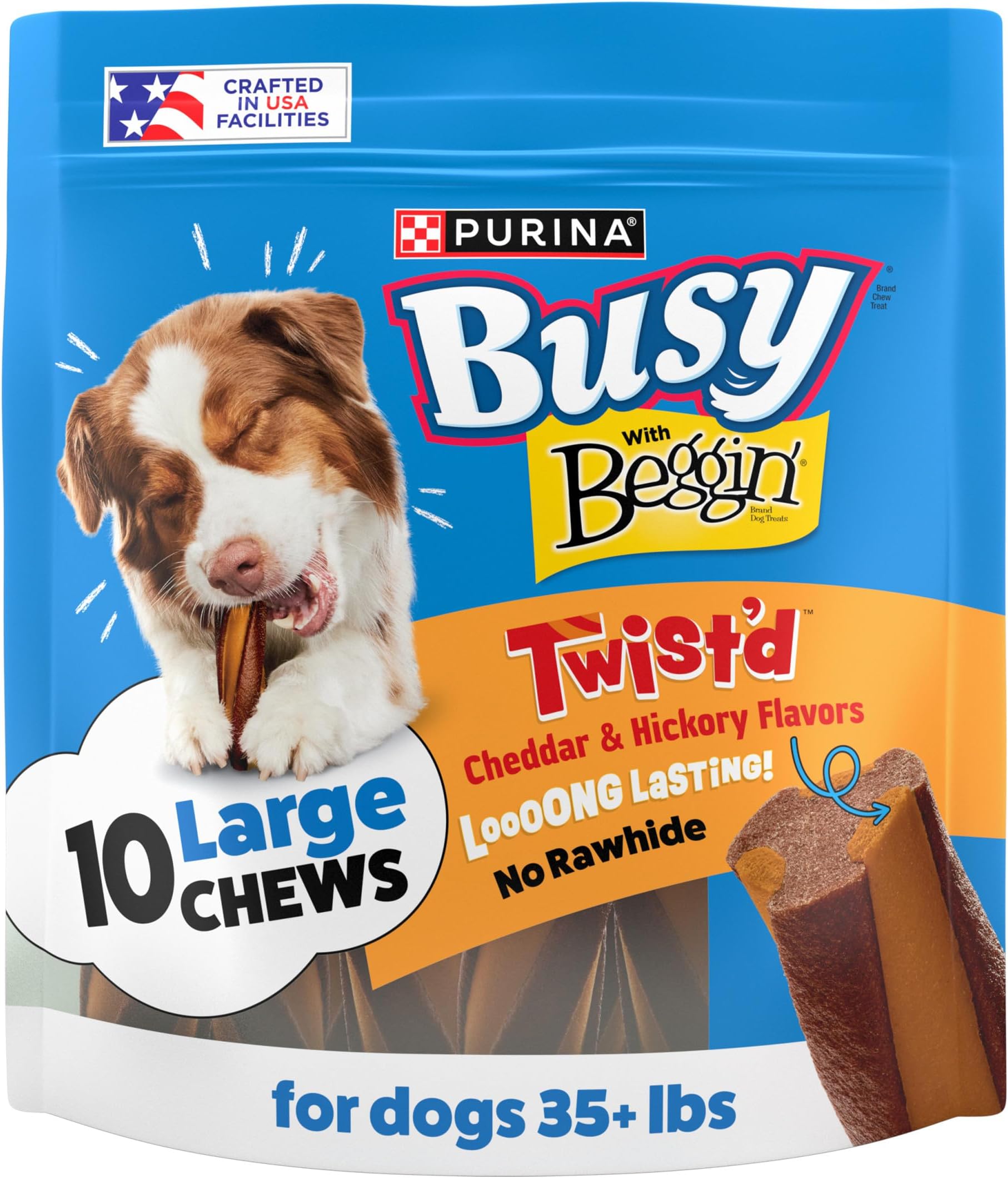 Purina Busy with Begginโ Twistโd Cheddar and Hickory Smoke Flavors Adult Dog Treat - 10 ct. Pouch