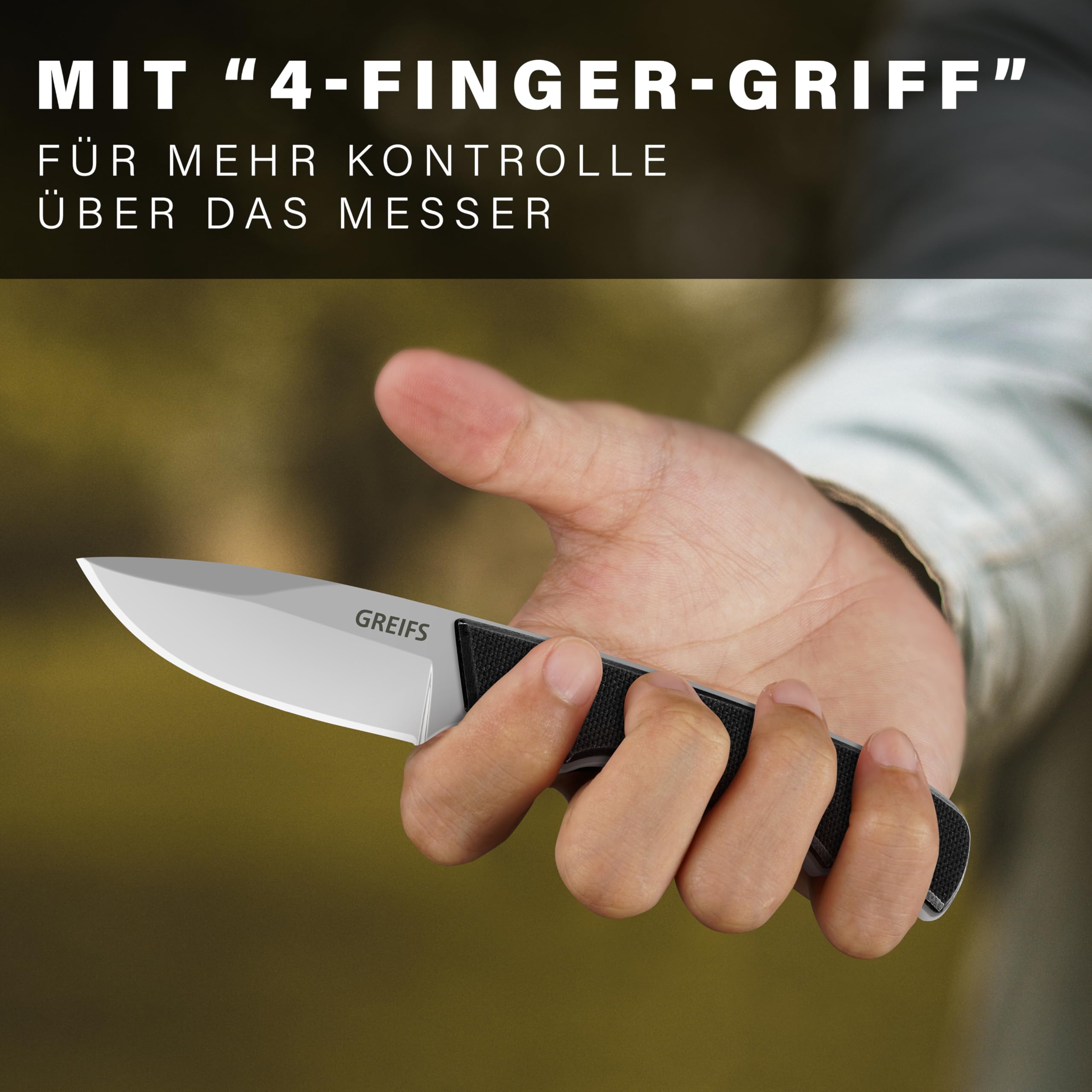 GREIFS® Neck Knife Messer NEXUS mit Kydex Scheide, Clip+Paracord zum Umhängen oder Einstecken, Tactical Survival EDC Outdoor Messer versteckt Tragen - Legal in Deutschland - 42a konform (Silver-Black)