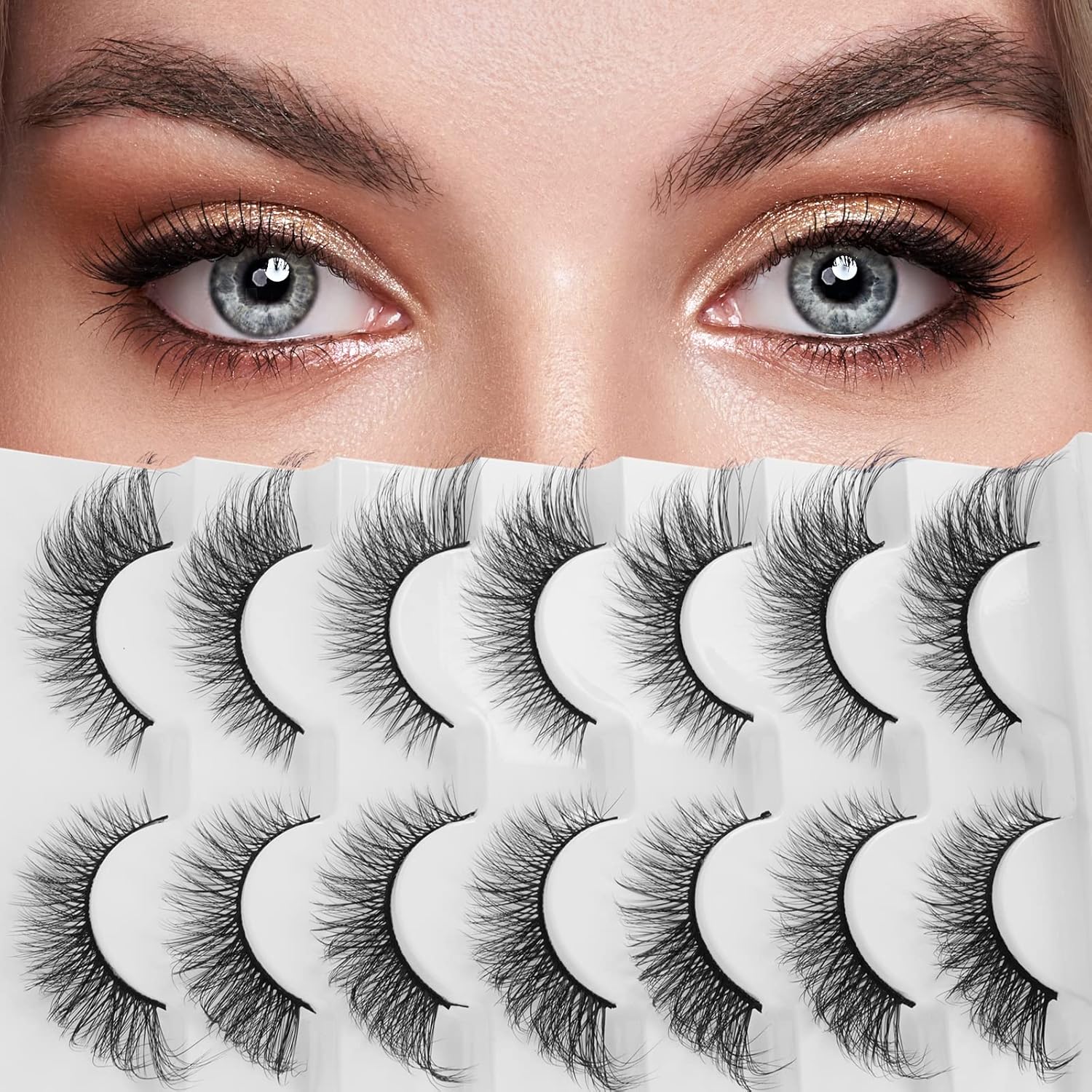 MAGEFY Pestañas Postizas 7 Pares Rizo D Extensión de Pestañas Naturales