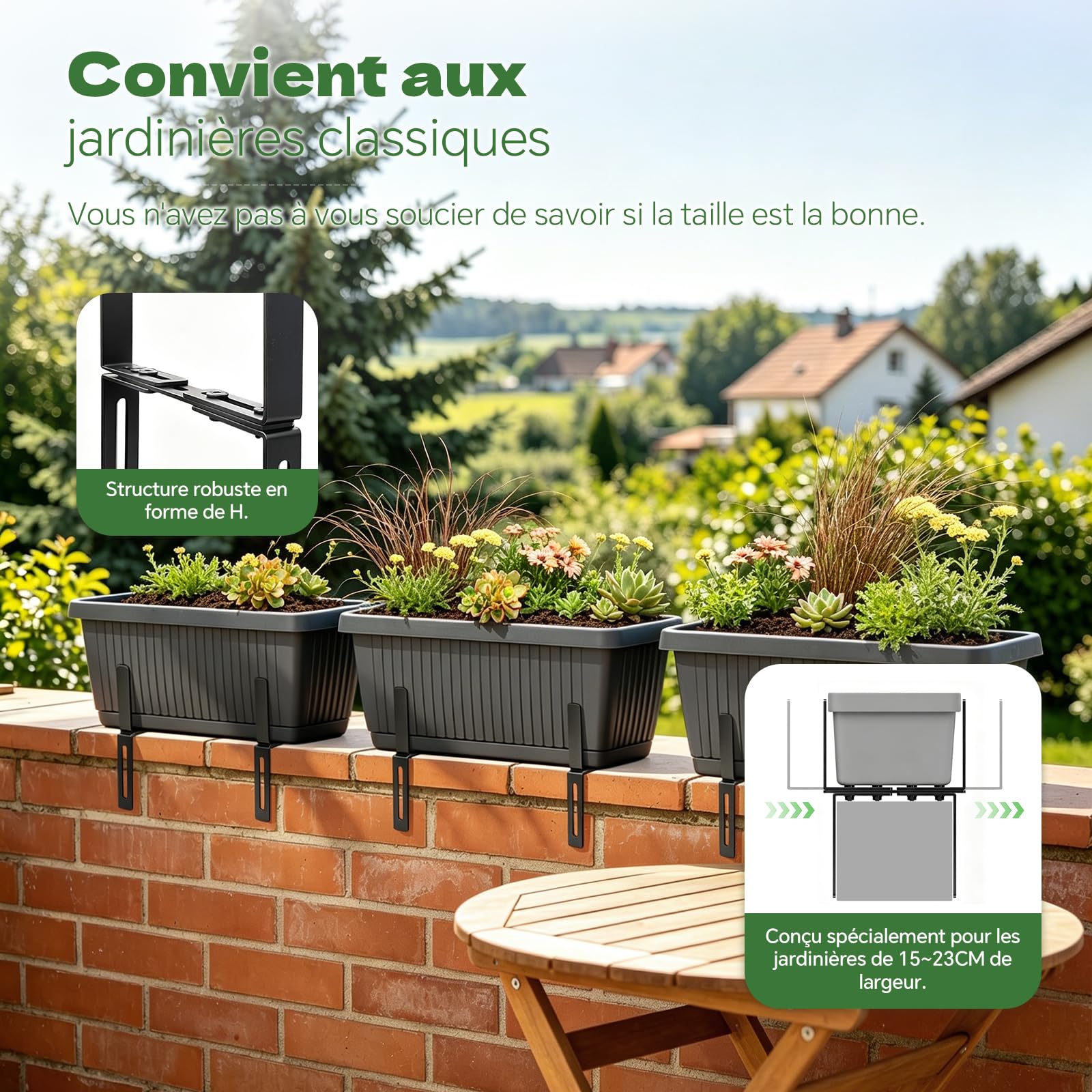 support jardiniere balcon，Supports de Jardinière en Forme de HLot 6