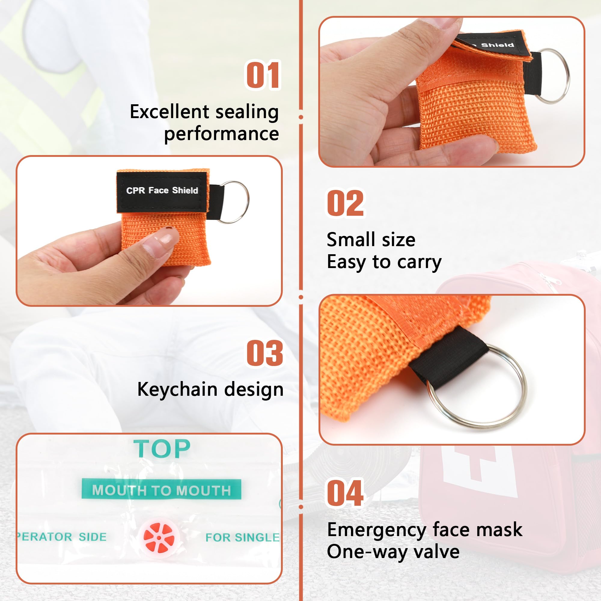 3 Pezzi Pocket Mask Primo Soccorso, Mascherine da Rianimazione con Portachiavi, CPR Face Shield Usa e Getta, kit di Emergenza per Adulti e Bambini
