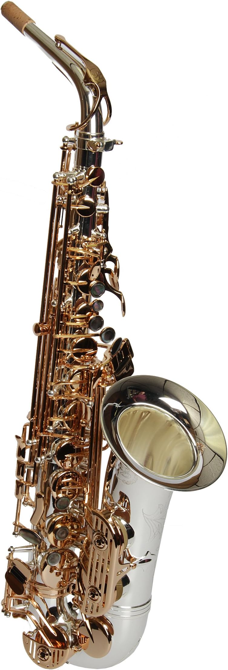 Sax Dakota SDA XG 404 Professional Alto Saxophone -Body in Grey Onyx.,Neck/Bell/Bow in Silver, Key/Cups and Trim in 18K Gold Plating