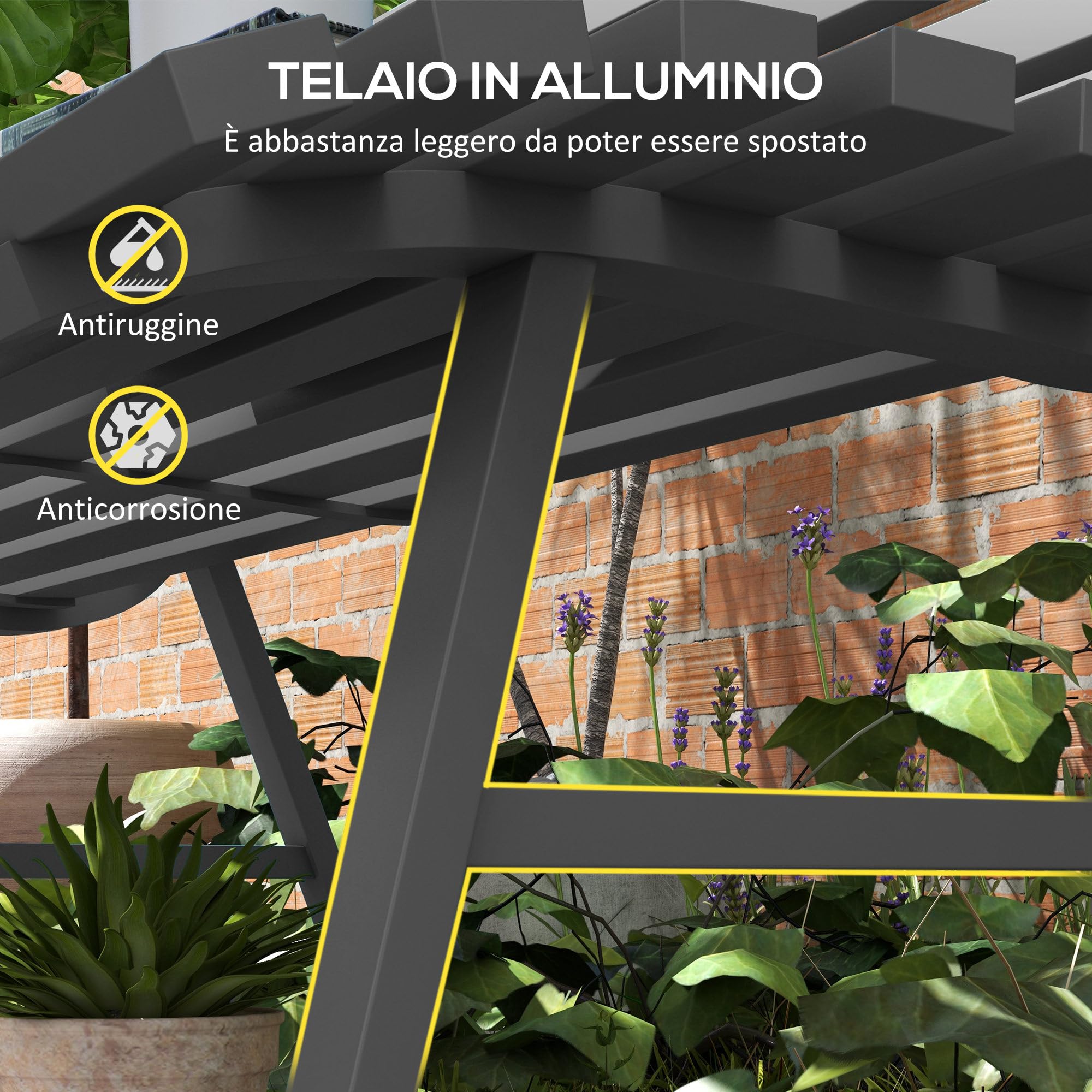 Outsunny Panchina da Giardino da 2 Posti, Panchina da Esterno a Doghe in Alluminio, Panca per Terrazza Patio e Cortile, 123x67x79 cm, Grigio